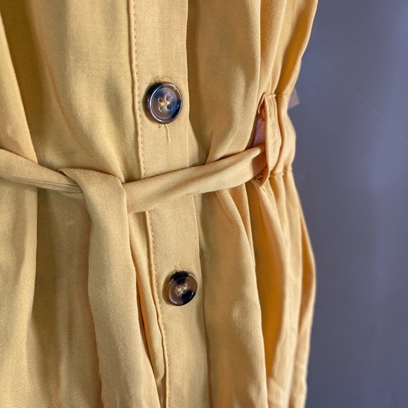 NWT Justify medium collared mustard button down dress, tie waist and pockets! - Picture 9 of 14